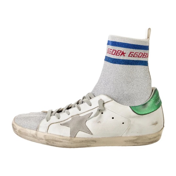 ❤️Golden Goose Leather Glitter Accents Sock Sneakers❤️ - Picture 1 of 5